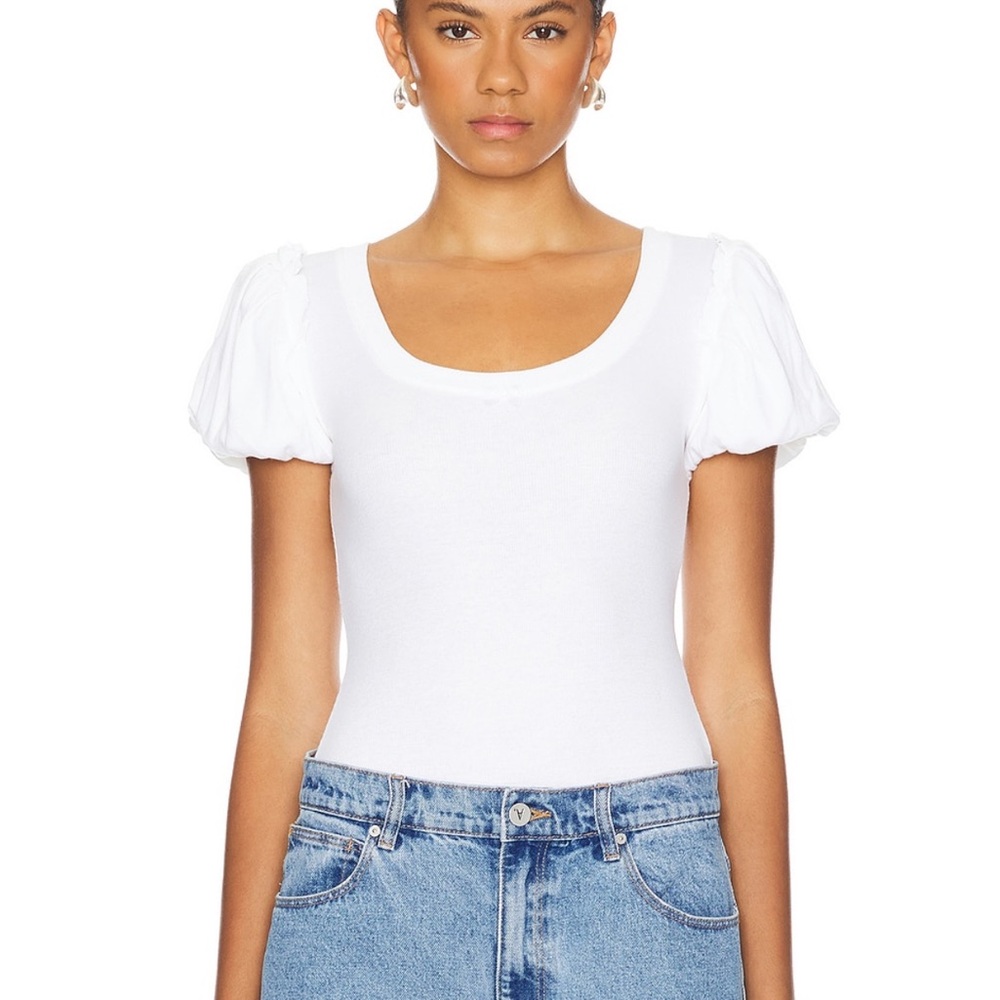 Free people intimately White Puff Sleeve body suit